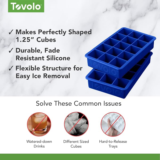 Tovolo Silicone Ice Cube Tray Stratus Blue Pack of 2 BPA Free Ice Tray Mold - Image 3