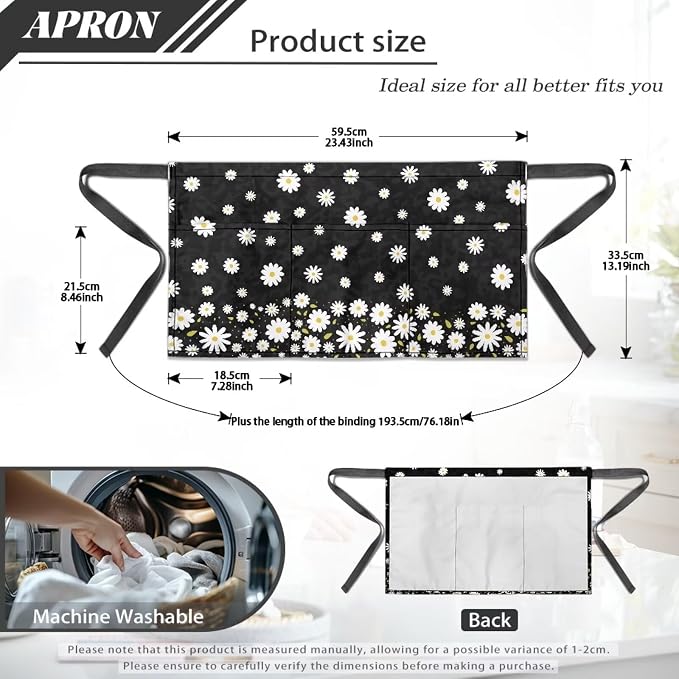 Server Apron with 3 Pockets, Waterproof Oil Waitress Waiter Half Apron - Image 4