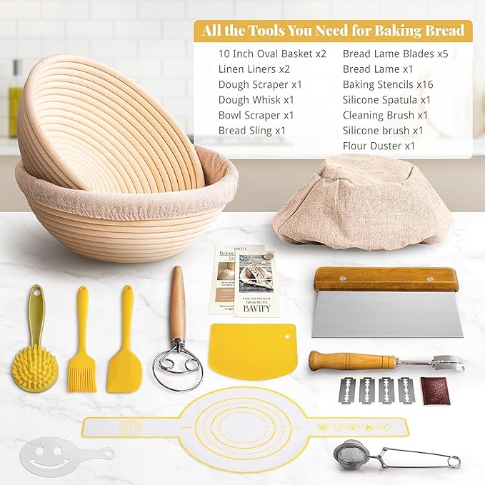 Sourdough Starter Kit, Banneton Bread Proofing Baskets Set, Sourdough Bread - Image 6