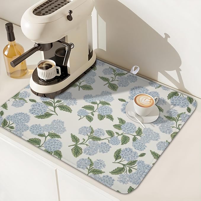 Blue Hydrangea Floral Dish Drying Mat - Image 7