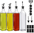 BAKHUK 4 Pack 17oz Olive Oil Dispenser Bottles, 500ml Clear Glass Vinegar Cruet by BAKHUK