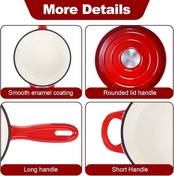 HaSteeL 1 QT Cast Iron Saucepan, Mini Enamel dutch oven - Image 6