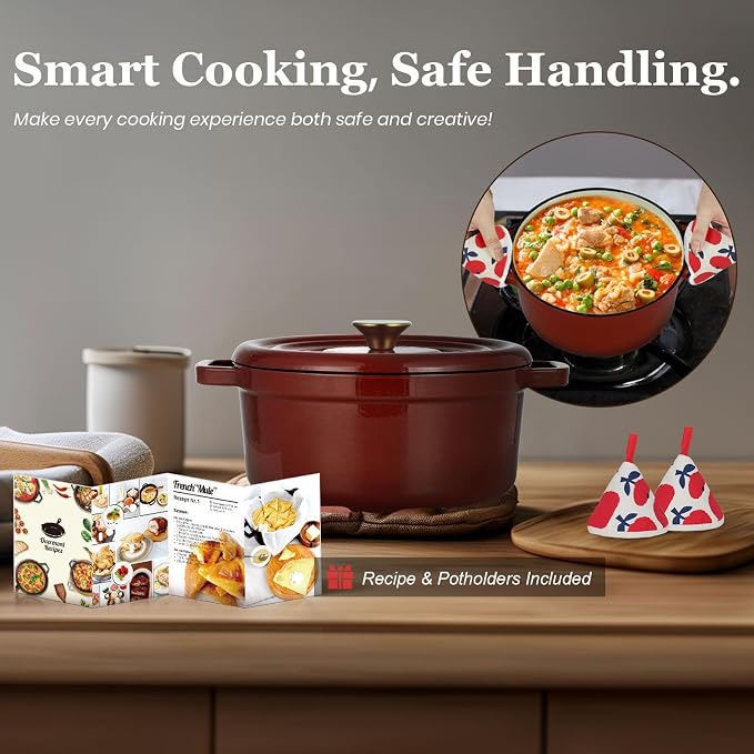 Overmont Enameled Cast Iron Dutch Oven - 5QT Pot - Heavy-Duty Cookware - Image 5