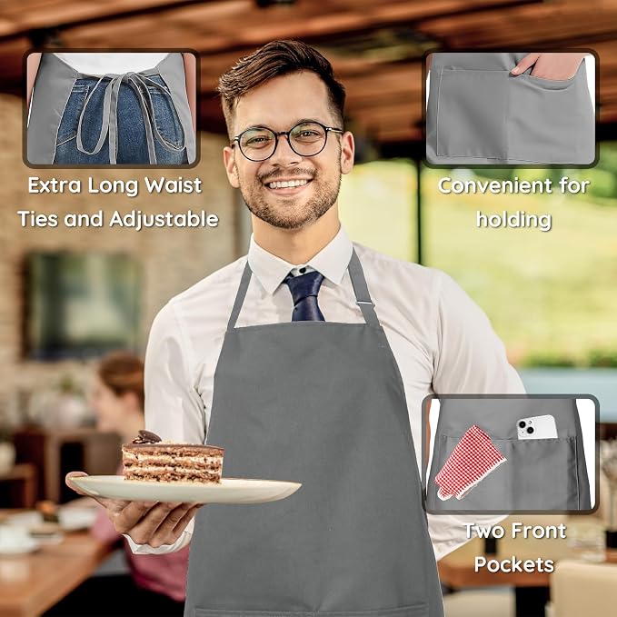 4 Packs Chef Apron, Waterproof Apron, Adjustable Aprons - Image 5