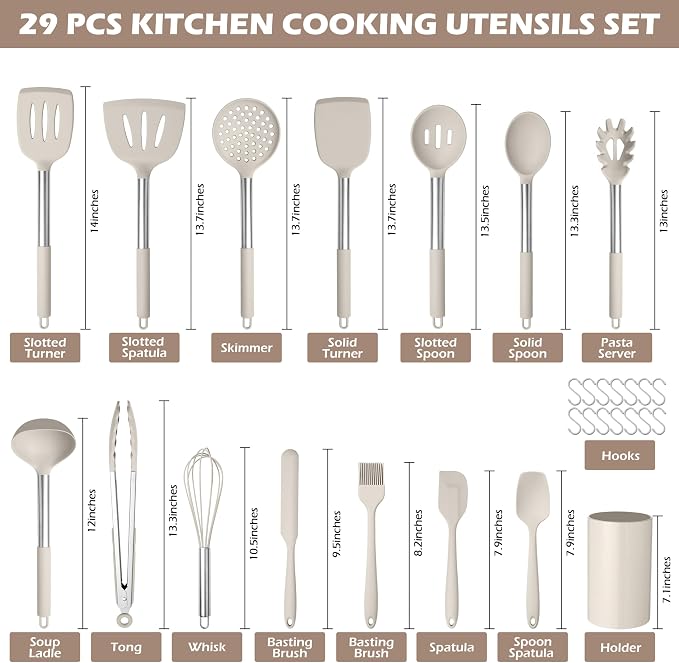 HaWare 29 PCS Silicone Cooking Utensils Set, Heat Resistant Kitchen Utensils Set - Image 2