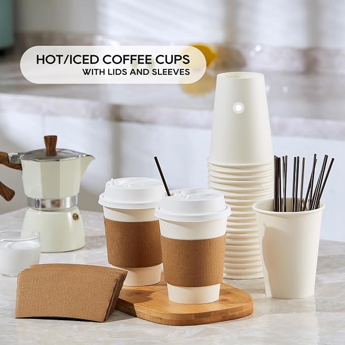 JOLLY PARTY 12 oz Paper Coffee Cups, Disposable Paper Coffee Cup - Image 7
