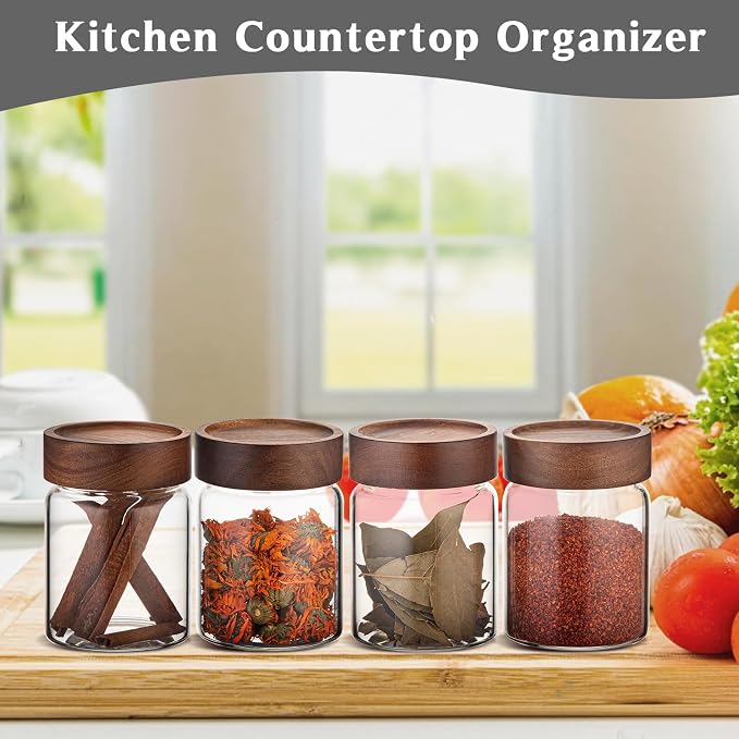 10 oz Small Glass Jars with Top Screw Lid Round Herb Coffee Bean Ground Storage - Image 4