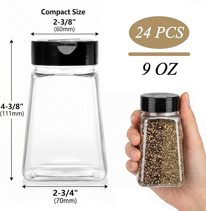 Tebery 24 Pack 9 Oz Plastic Spice Jars - Image 2