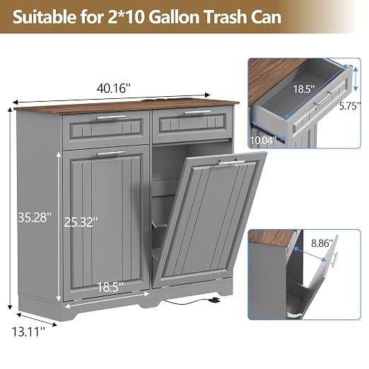 Double 10 Gallon Tilt Out Trash Can Cabinet - Image 6