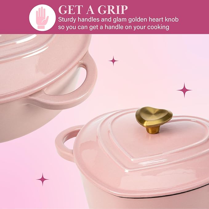 Paris Hilton Enameled Cast Iron Dutch Oven Heart-Shaped Pot - Image 6
