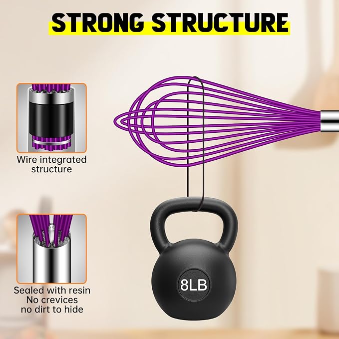 HOTEC 4 Pieces Silicone Whisks Set, Wire Balloon Whisks Egg Beater, Non-slip - Image 4