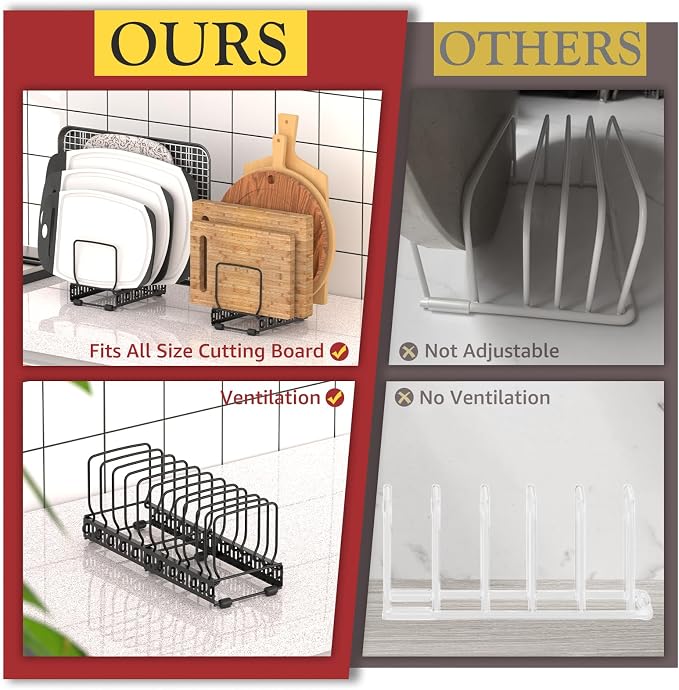 HzTinT 2PACK Cutting Board Organizer, Adjustable Divider Cutting Board Holder - Image 5