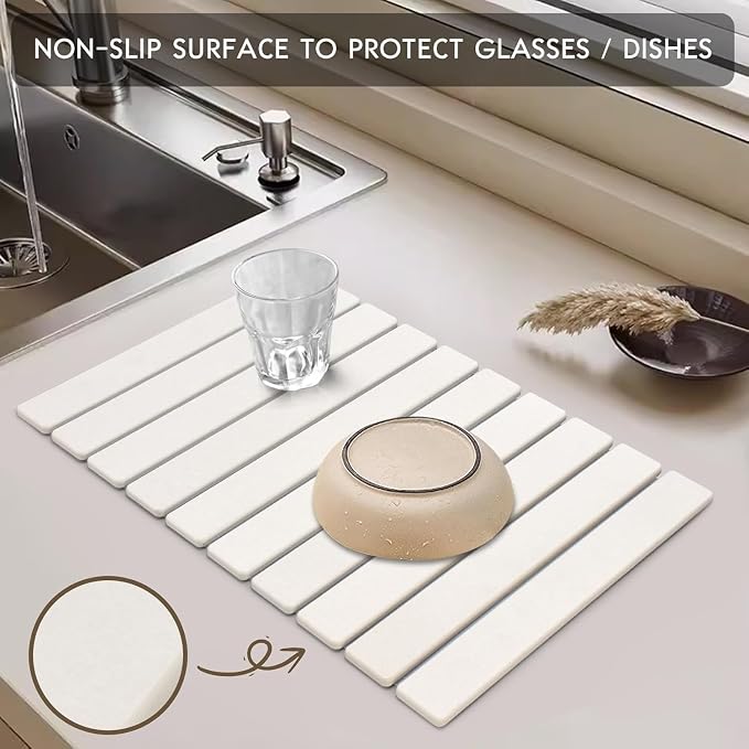 Large Stone Dish Drying Mats for Kitchen Counter, Eco-Friendly Absorbent - Image 5