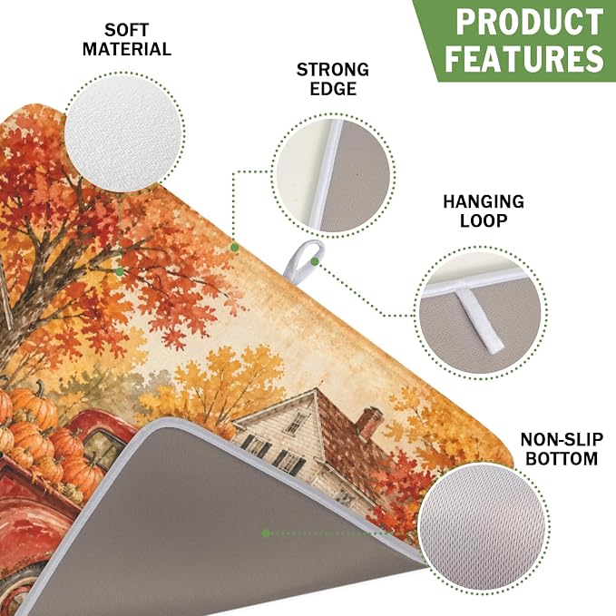 Fall Pumpkin Dish Drying Mat for Kitchen Counter Thanksgiving Autumn Harvest - Image 3