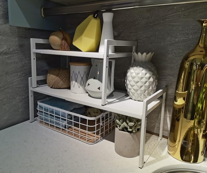 Expandable Cabinet Shelf Organizer 16-26" L Stackable Kitchen Counter Shelf - Image 6