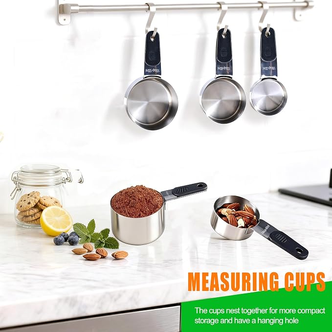 Magnetic Handles 5 Piece Stainless Steel Measuring Cups, Kitchen Gadgets - Image 2