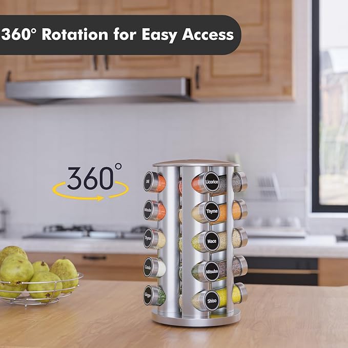 New England Stories Revolving Spice Rack Set - Image 3