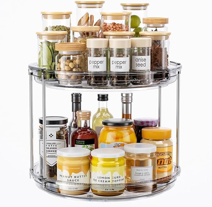 LAMU 2 Tier Lazy Susan Turntable Organizer 10.6'' Rotating Spice Rack by YourHome-OrganizationHelper