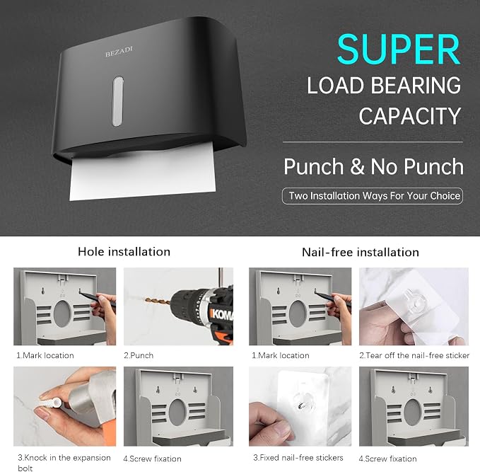 Paper Towel Dispenser, Large Capacity Wall Mount Tissue Dispensers - Image 5