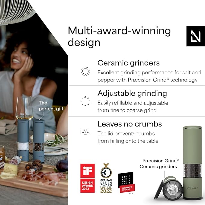 LARS NYSØM Salt and Pepper Grinder Set Manual, Stainless Steel Salt and Pepper - Image 2