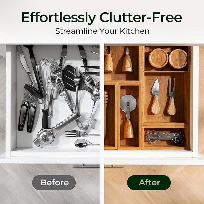 keechee 10-Piece Bamboo Drawer Organizer Set, 2.2" Deep Multi-Use Organizers - Image 8