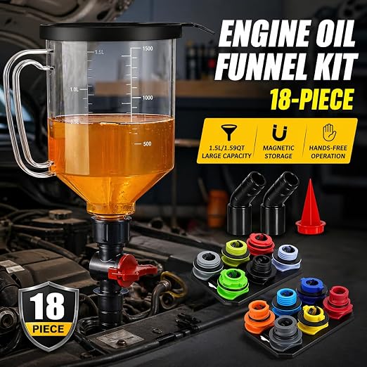 STONESTAR Engine Oil Funnel Kit, 18-Piece No Spill Oil Funnel Set - Image 2