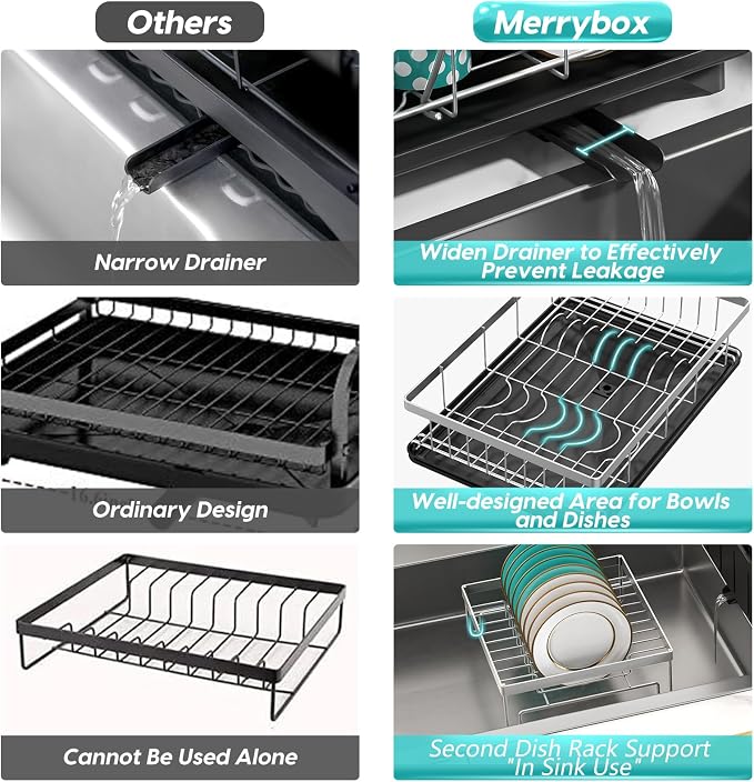 MERRYBOX Stainless Steel Dish Drying Rack - Image 4