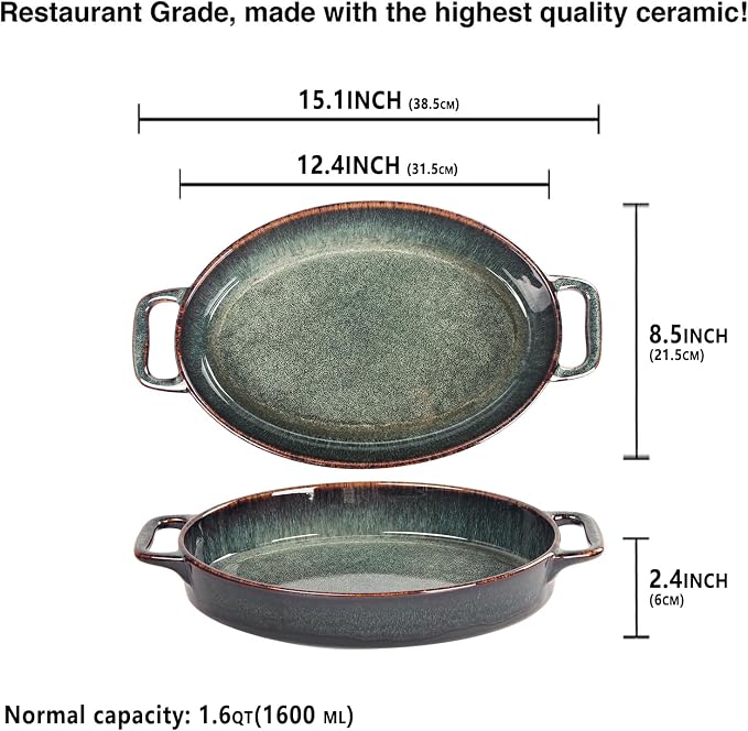 12" x 8" Porcelain Oval Casserole Dishes - Image 2