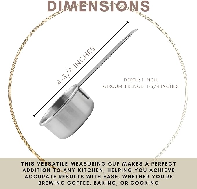 1/8 Cup Stainless Steel Measuring Cup | Sturdy Metal 30 ml | 30 cc | 1 oz | - Image 3
