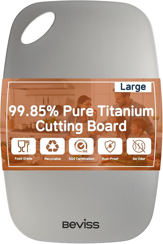 Real 99.85% Pure Titanium Cutting Board Non-Toxic 15" x 11"- BPA Free, by HOME