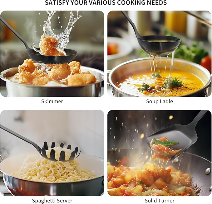304 Stainless Steel Cooking Utensils Set, Include Skimmer, Soup Ladle, - Image 5