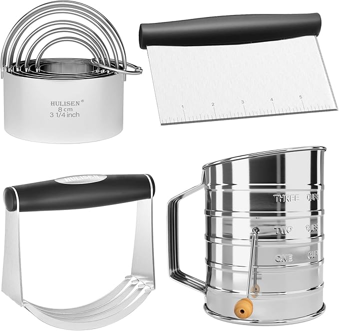HULISEN Pastry Cutter, Dough Blender, 3 Cup Flour Sifter and Biscuit Cutter by HULISEN