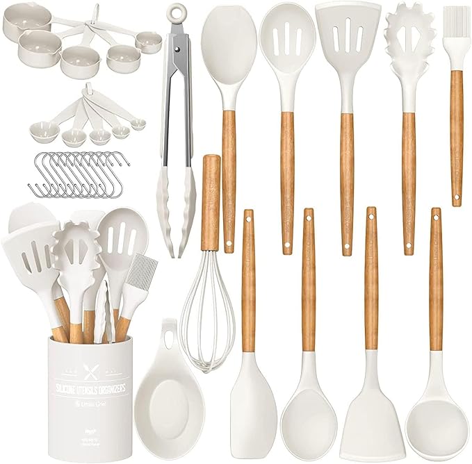 Umite Chef Kitchen Cooking Utensils Set, Wooden Handle Silicone Kitchen Gadgets by UmiteChef