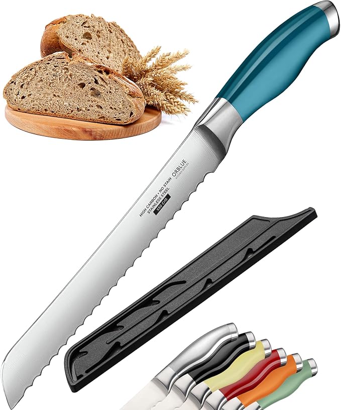 Orblue Serrated Bread Knife Ultra-Sharp Stainless Steel Professional Grade by Orblue