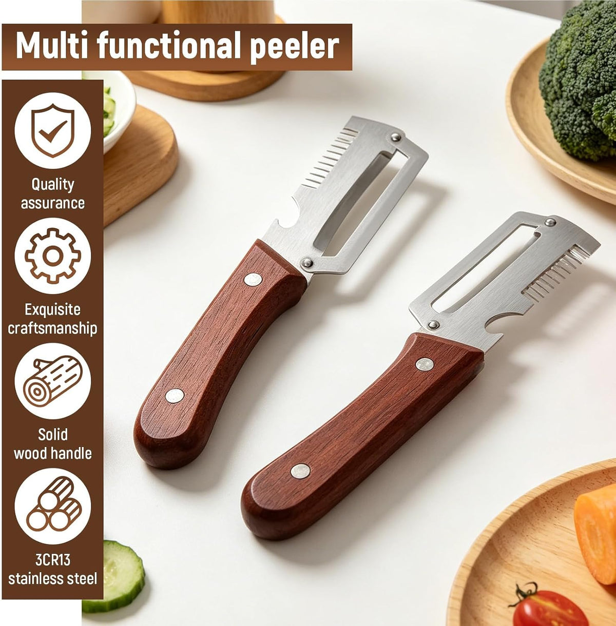 2Pcs Vegetable Peeler for Kitchen – 2026 New 3 in 1 Multifunctional
