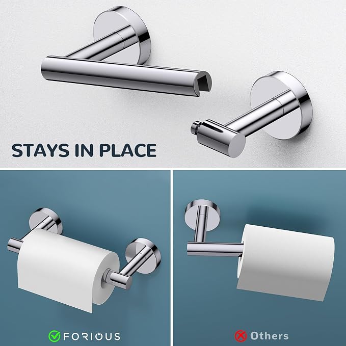 FORIOUS Toilet Paper Holder Wall Mount, SUS304 Stainless Steel Double Post - Image 4