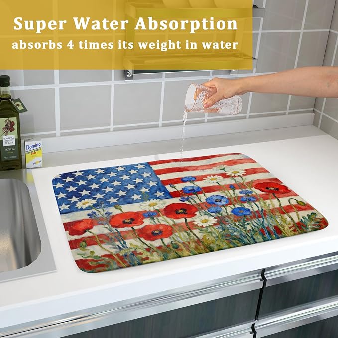Patriotic American Flag Dish Drying Mat - Image 7
