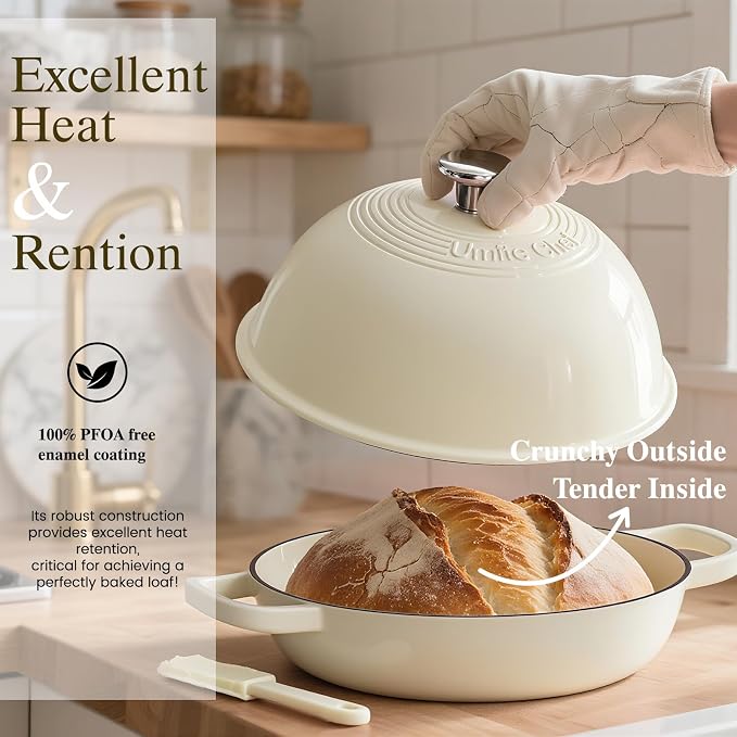 Enameled Round Cast Iron Bread Oven, 6 Qt Cast Iron Dutch Oven - Image 4