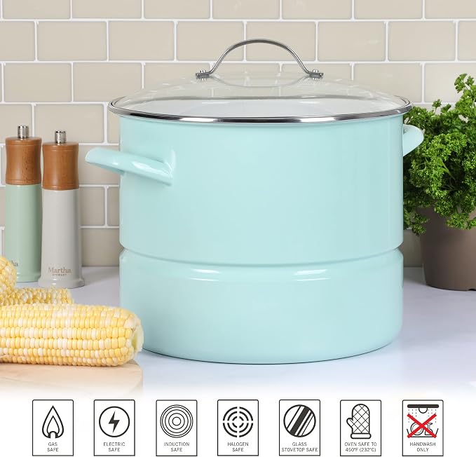 Martha Stewart Thayer 16-Quart Enamel On Steel Scratch Resistant Steamer Stock - Image 5