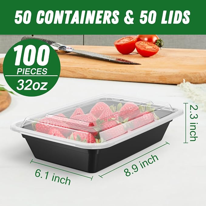 Dealusy 50 Pack 32 oz Meal Prep Containers Reusable - Image 2