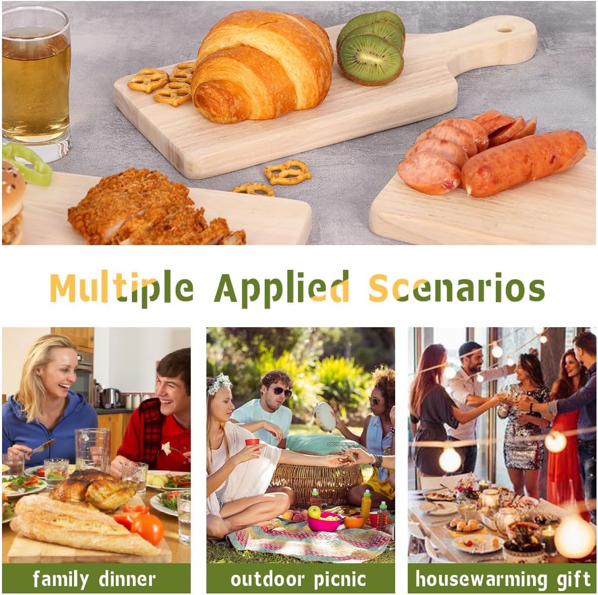 LZMS 4-Pack 13"x 5.5" Small Pine Wood Serving Boards Set | Unfinished