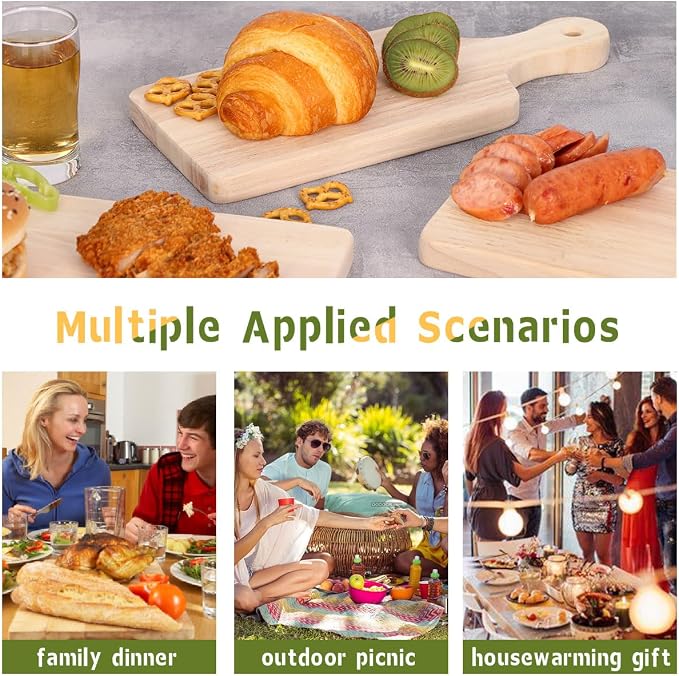 LZMS 4-Pack 13"x 5 1/2" Small Wood Serving Boards Set | Unfinished Wood Crafts - Image 6