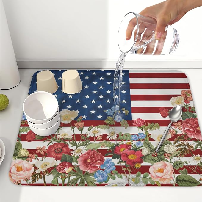 4th of July Dish Drying Mat 18x16 Inch, Patriotic Drying Mat - Image 6