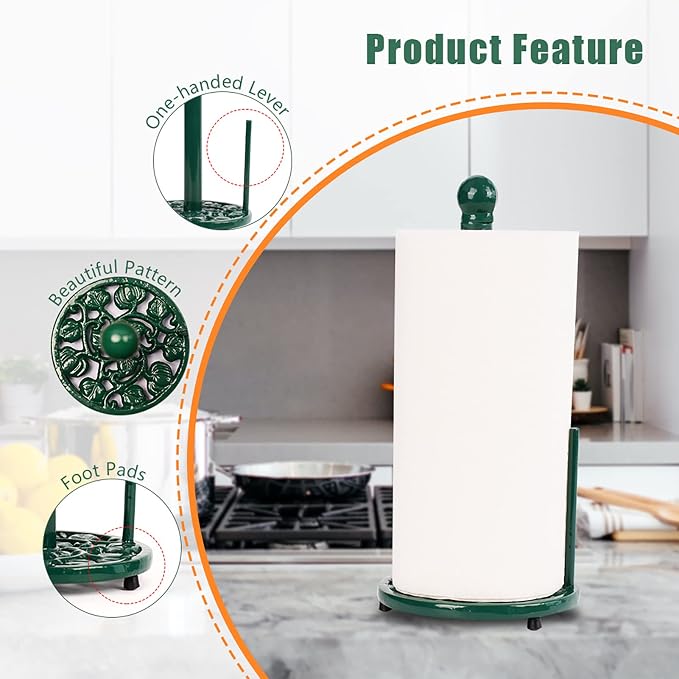 Green Cast Iron Paper Towel Holder - Image 2