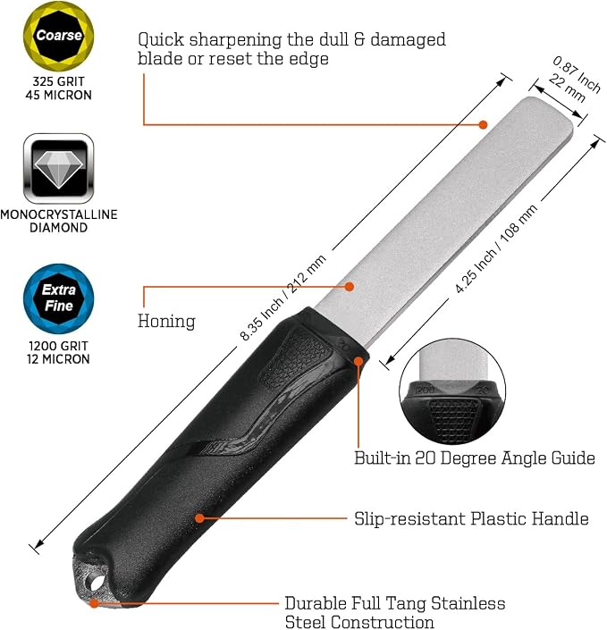 SHARPAL 121N Dual-Grit Diamond Sharpening Stone File Garden Tool Knife - Image 2