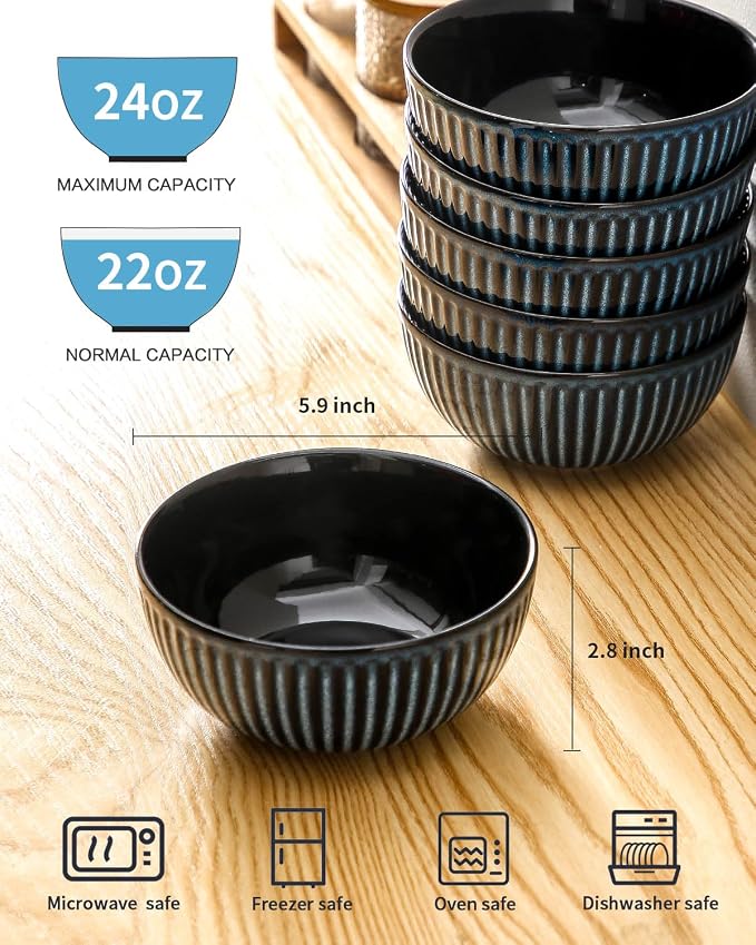 Hasense Porcelain Cereal Bowls Set 24 Oz - Image 2