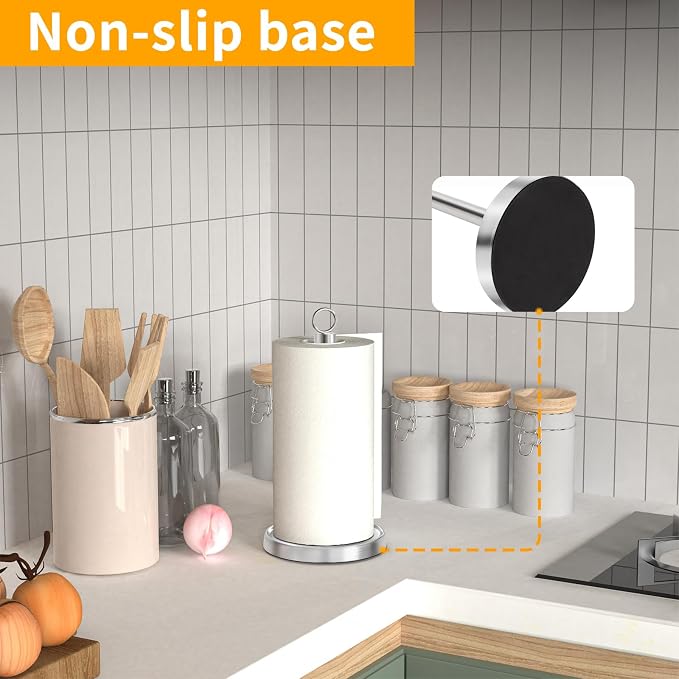 Paper Towel Holder Countertop, Stainless Steel, Weighted Base, Paper Towel - Image 4