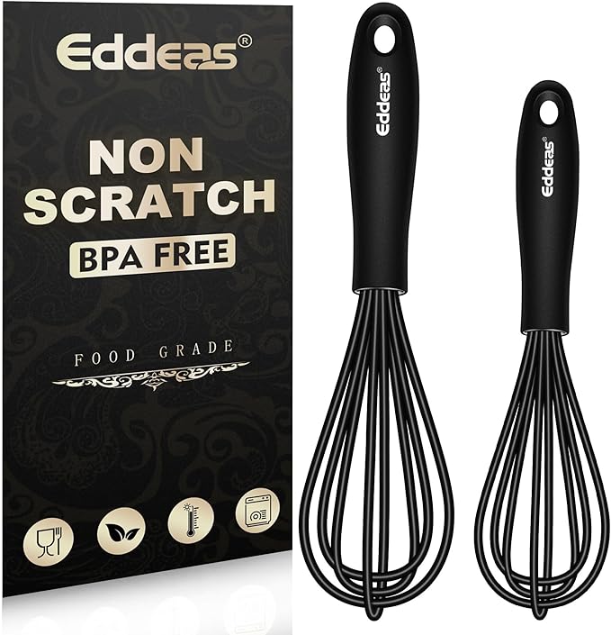 Eddeas Silicone Mini Whisk, Small whisks Non-Stick Tiny Whisks set of 2（5.5in & by Eddeas