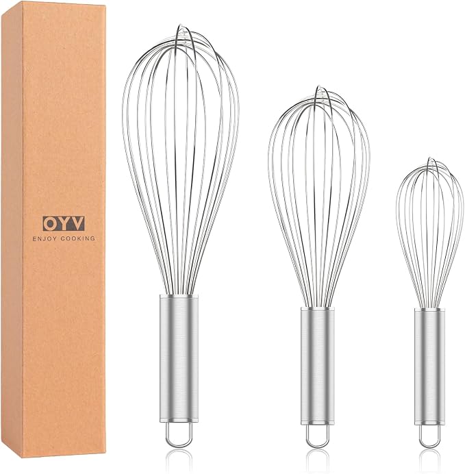 OYV 304 Stainless Steel Whisk Set, Dishwasher Safe Rustproof Metal Whisk by OYV