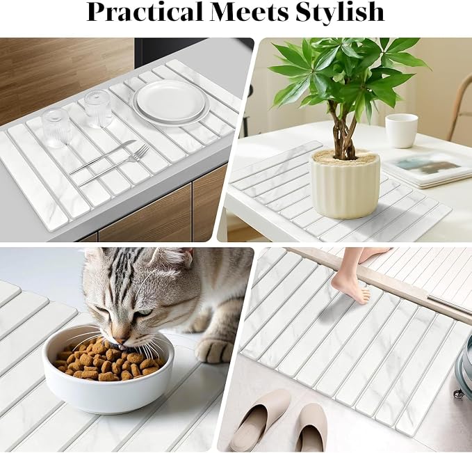 Large Stone Dish Drying Mats for Kitchen Counter, Fast Drying Collapsible Dish - Image 7